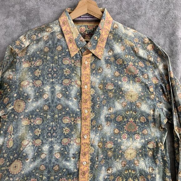 Robert Graham Shirt Men 2XL Button Up Long Sleeves Flip Cuff Abstract Flamboyant - Picture 5 of 11